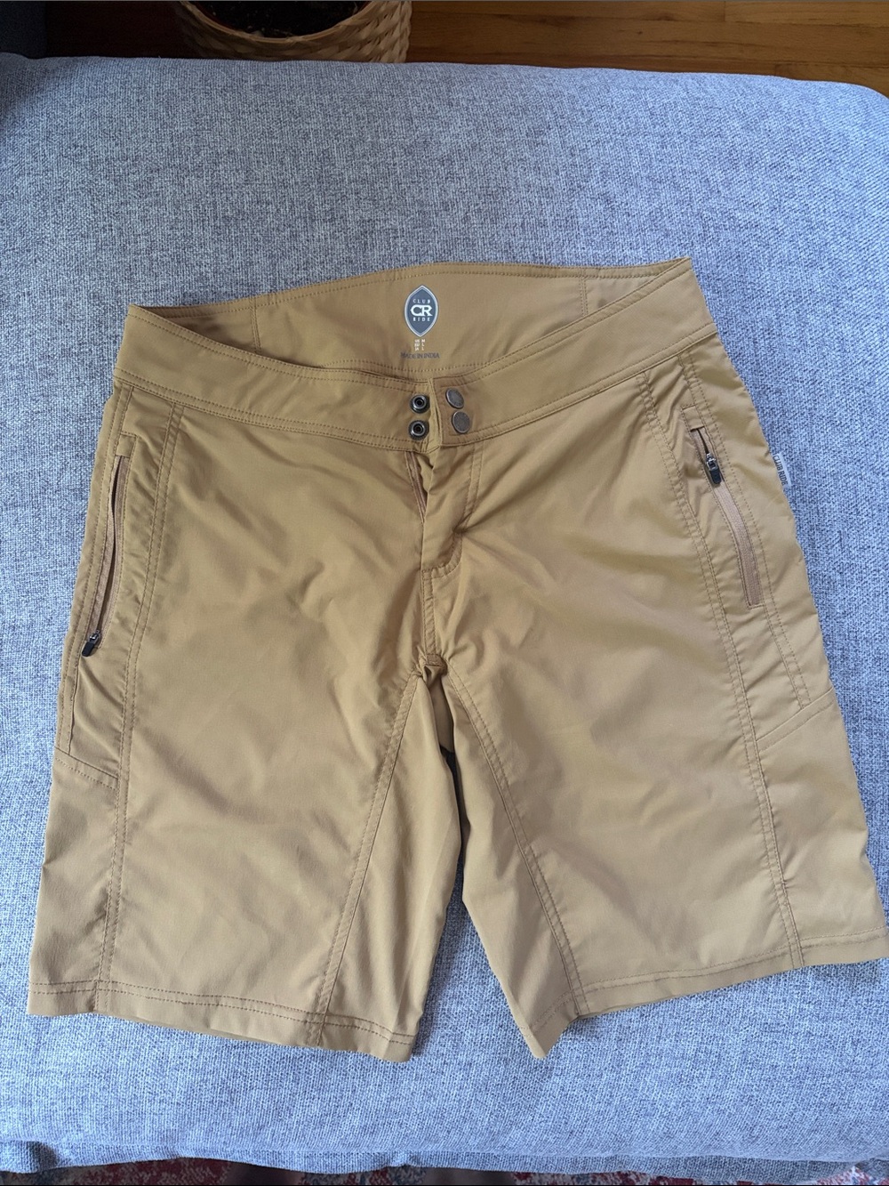 Club Ride Apparel Women's Tan Bike Shorts with Zipper Pockets